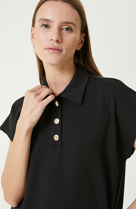 Siyah Kısa Kollu Sweatshirt