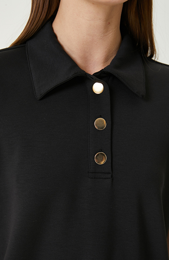 Siyah Kısa Kollu Sweatshirt