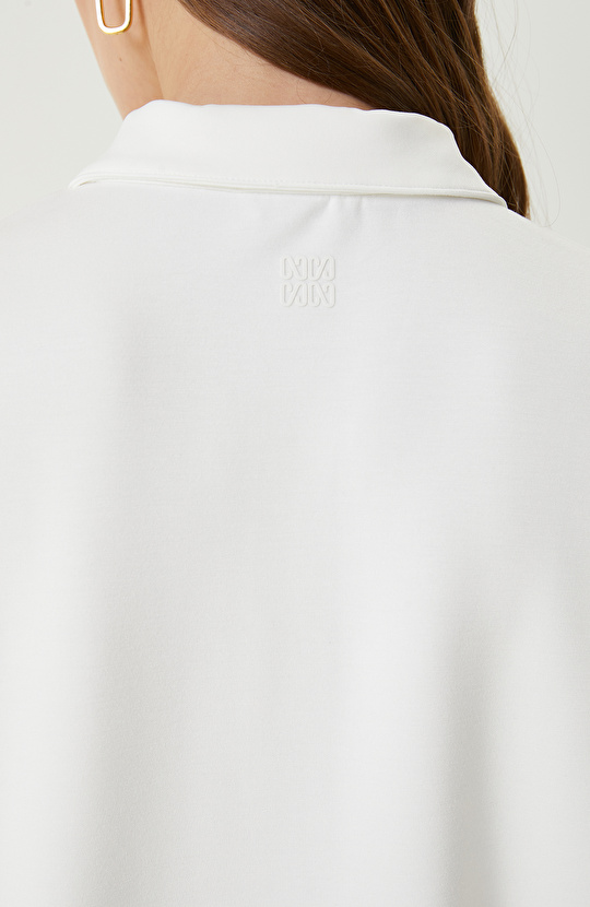 Ekru Kısa Kollu Sweatshirt