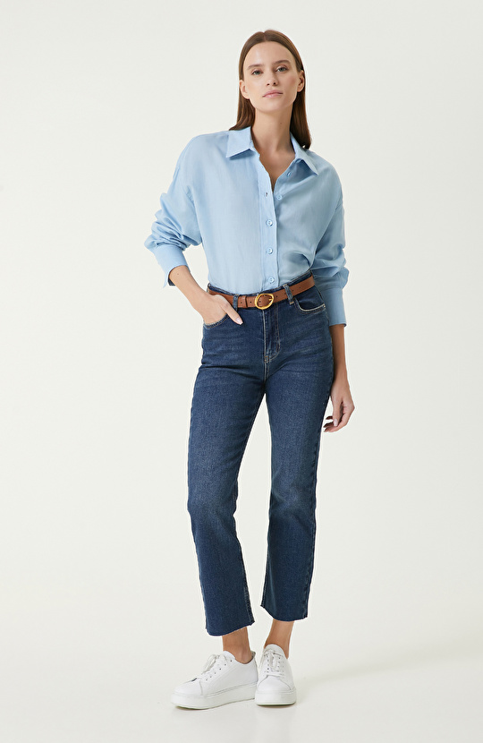 Mavi Keten Mix Gömlek