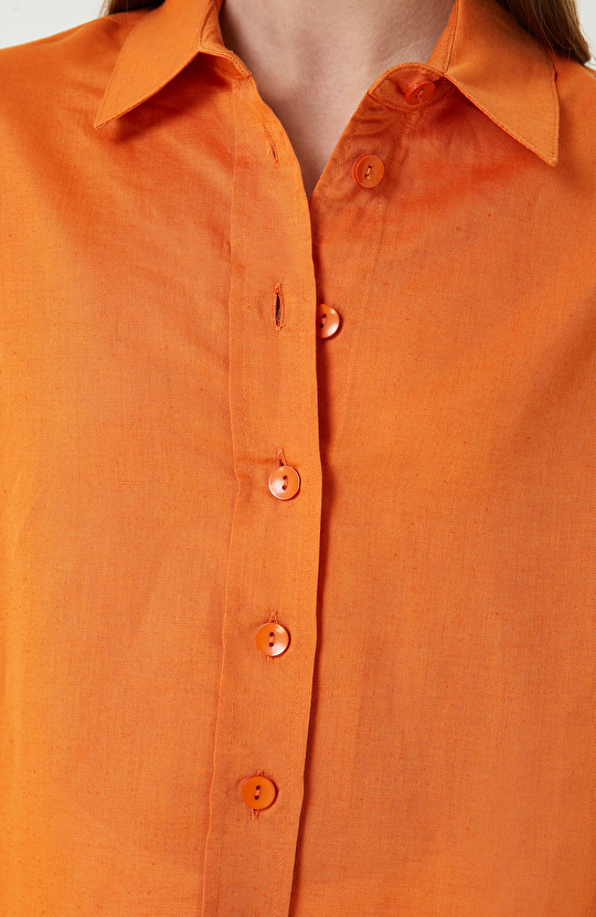 Turuncu Keten Mix Gömlek