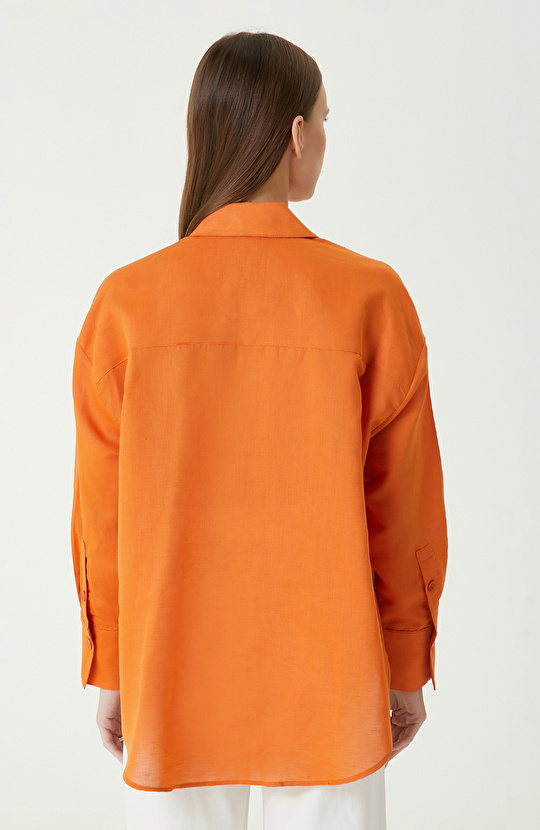 Turuncu Keten Mix Gömlek