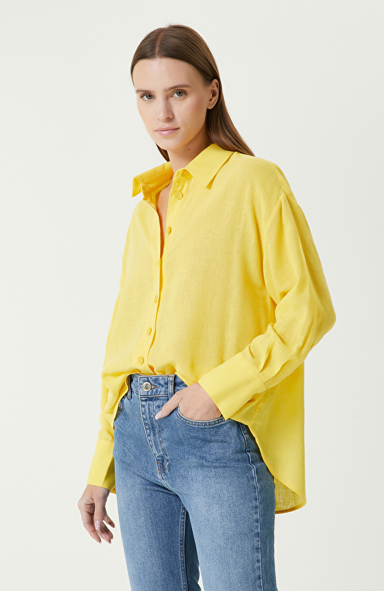 Sarı Keten Mix Gömlek