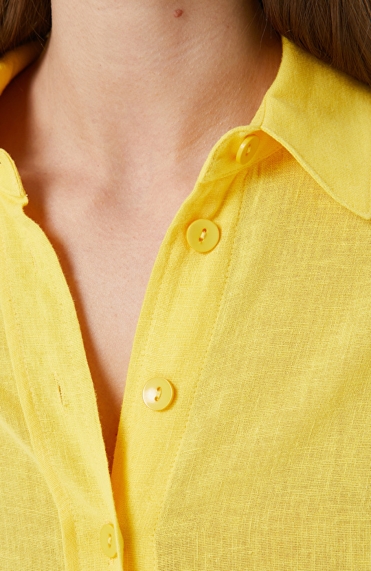Sarı Keten Mix Gömlek