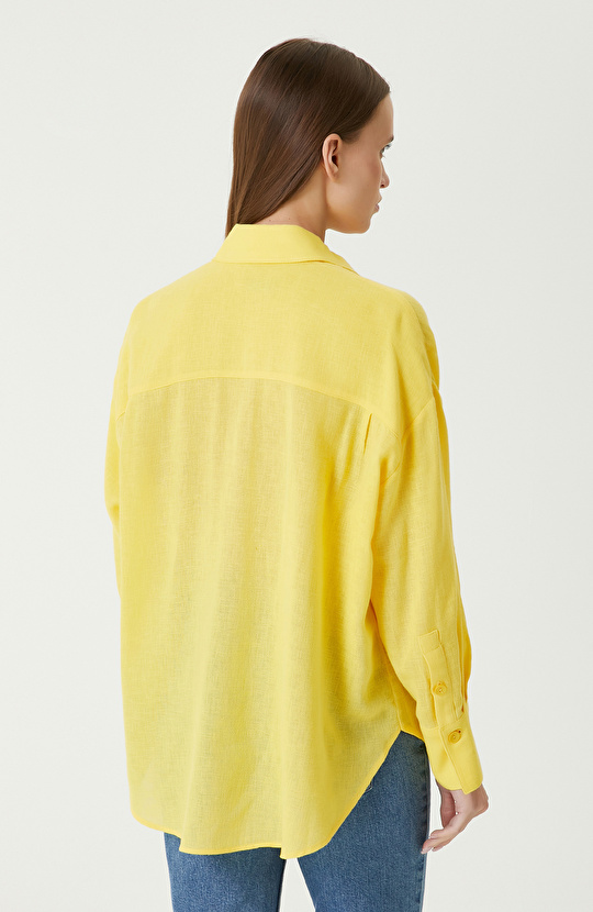Sarı Keten Mix Gömlek