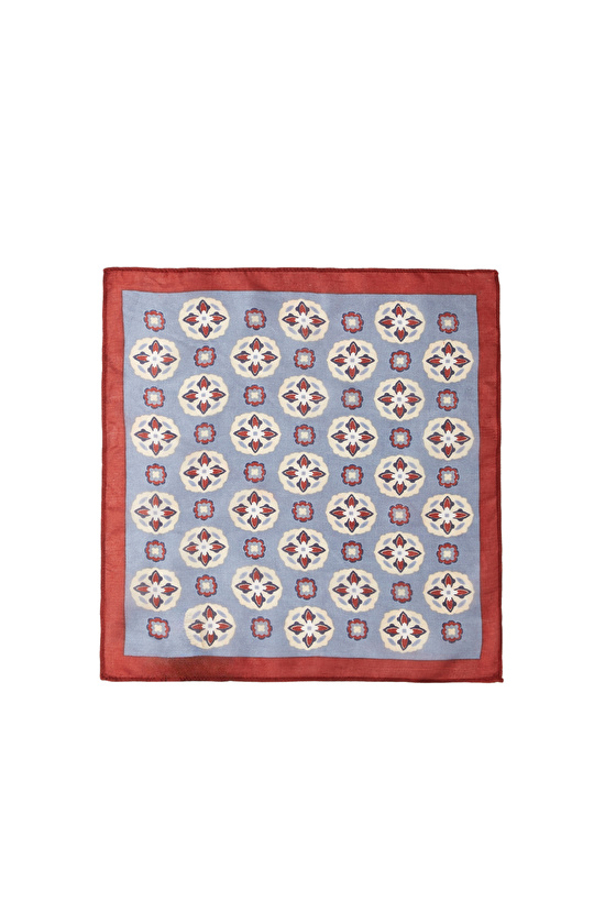 Mavi Desenli İpek Poşet Mendil Mavi Desenli İpek Poşet Mendil