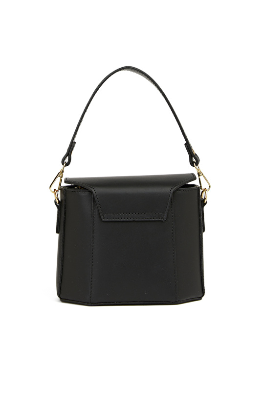 Siyah Kadın Deri Postacı Çantası