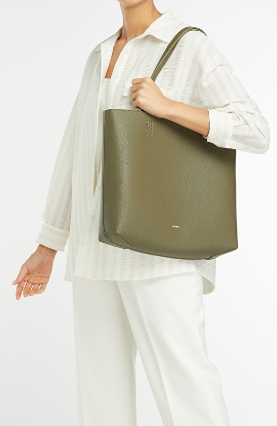 Bej Haki Çift Taraflı Kadın Çanta