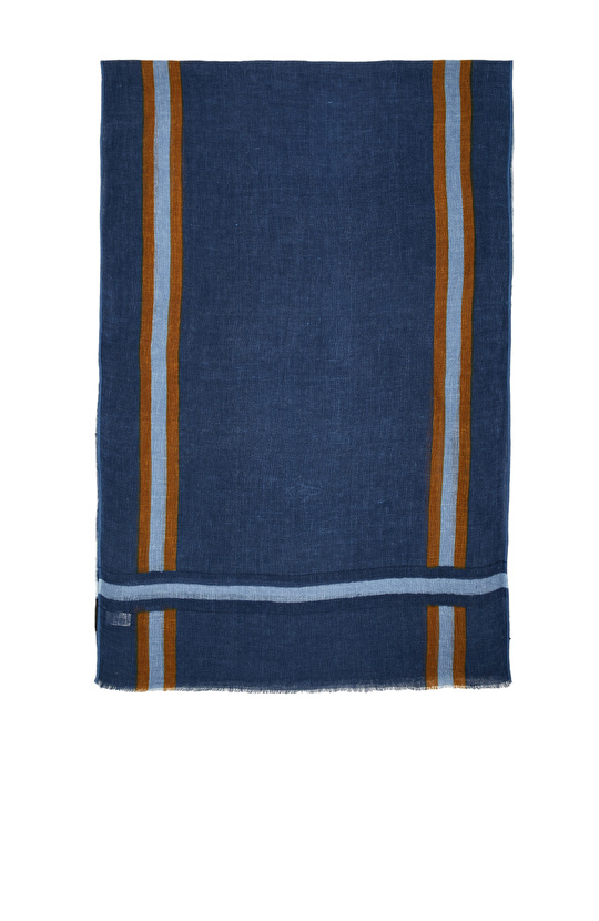 Kahverengi Desenli Unisex Keten Şal