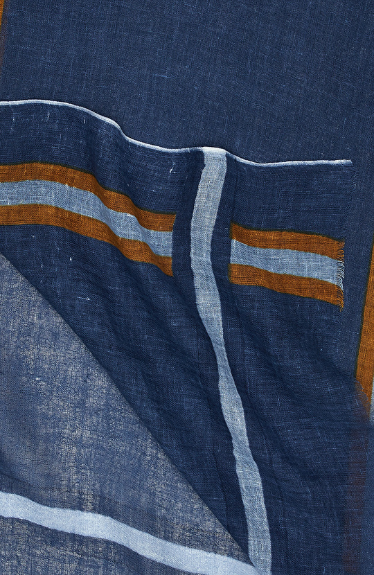 Kahverengi Desenli Unisex Keten Şal