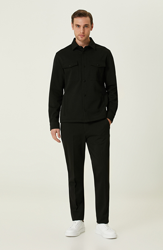 Siyah Armürlü Dış Gömlek