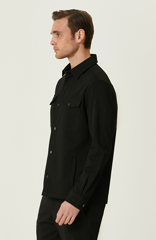 Siyah Armürlü Dış Gömlek