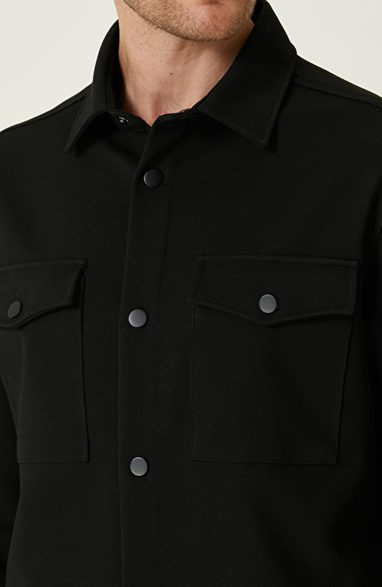 Siyah Armürlü Dış Gömlek