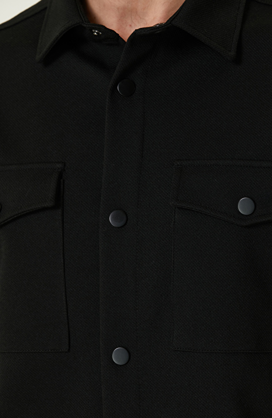 Siyah Armürlü Dış Gömlek