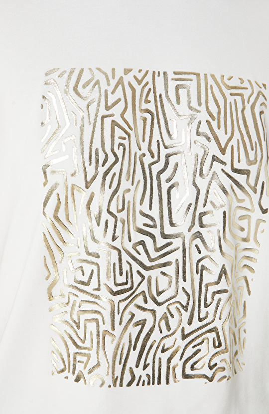 Ekru Baskılı T-shirt