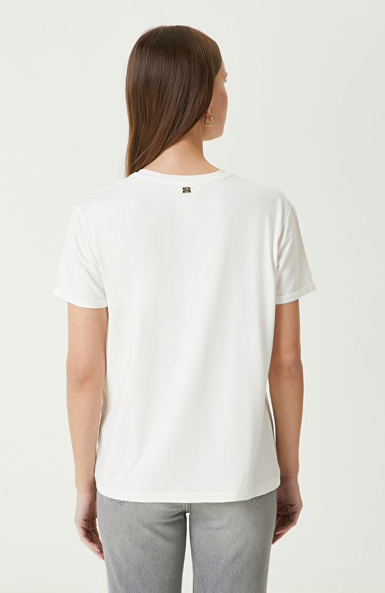 Ekru Baskılı T-shirt