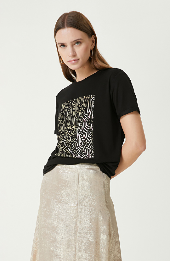 Siyah Baskılı T-shirt
