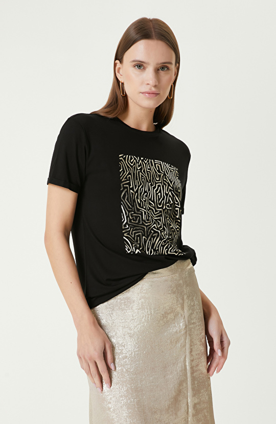 Siyah Baskılı T-shirt