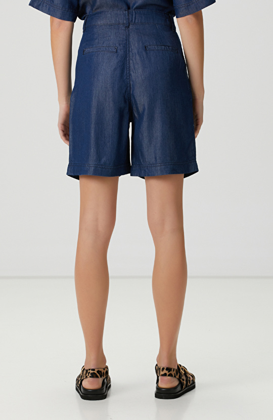 Açık Indigo Mavi Denim Şort