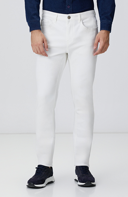 Kırık Beyaz Denim Pantolon