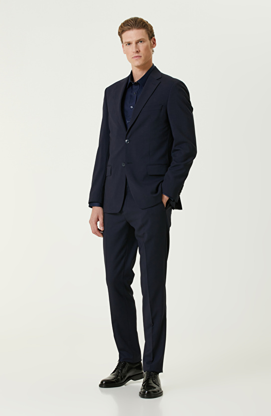 Lacivert Non-Iron Saten Gömlek