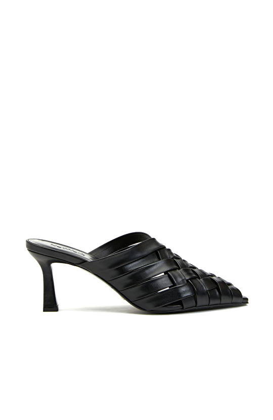 Siyah Kadın Deri Terlik