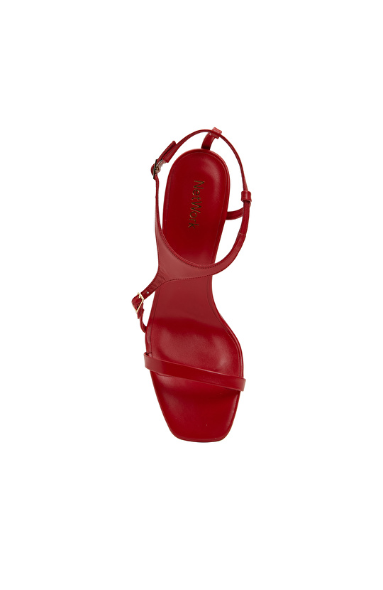 Kırmızı Kadın Deri Sandalet