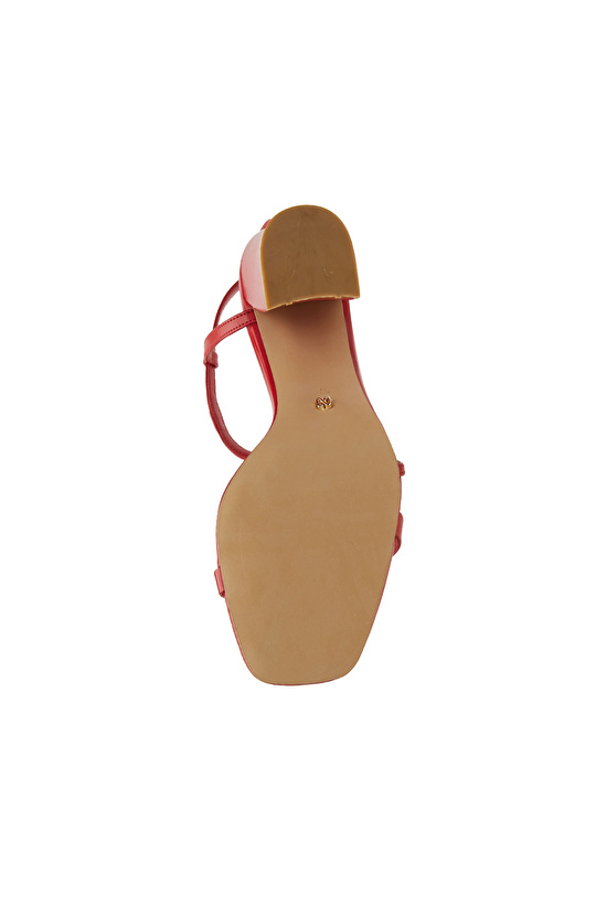 Kırmızı Kadın Deri Sandalet