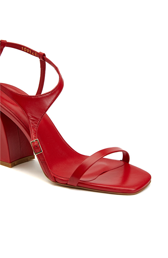 Kırmızı Kadın Deri Sandalet