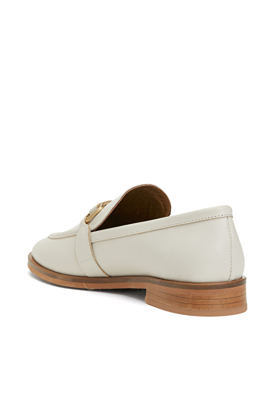 Kırık Beyaz Kadın Deri Loafer
