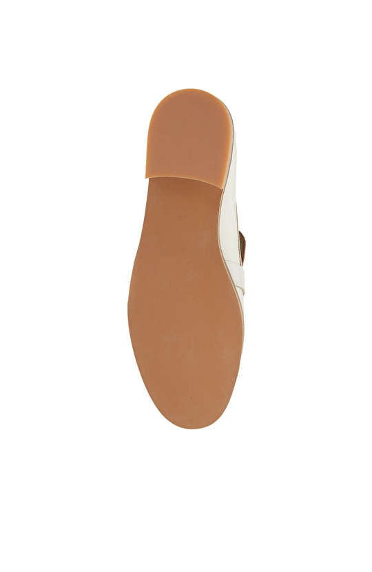 Kırık Beyaz Kadın Deri Loafer