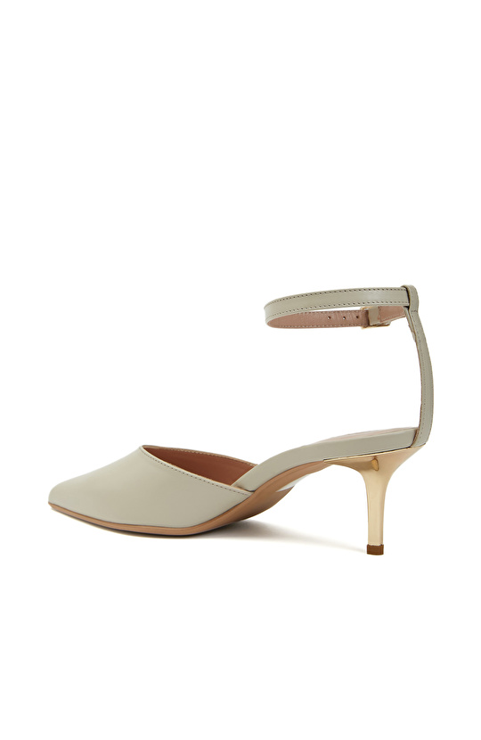 Krem Kadın Deri Topuklu Ayakkabı
