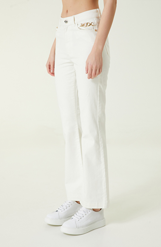  Kırık Beyaz Denim Pantolon