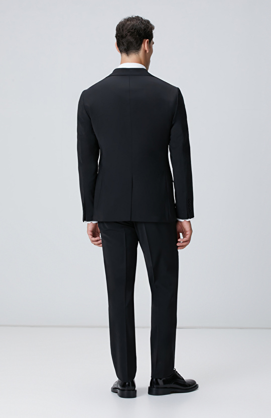 Siyah Yün Karışımlı Takım Elbise