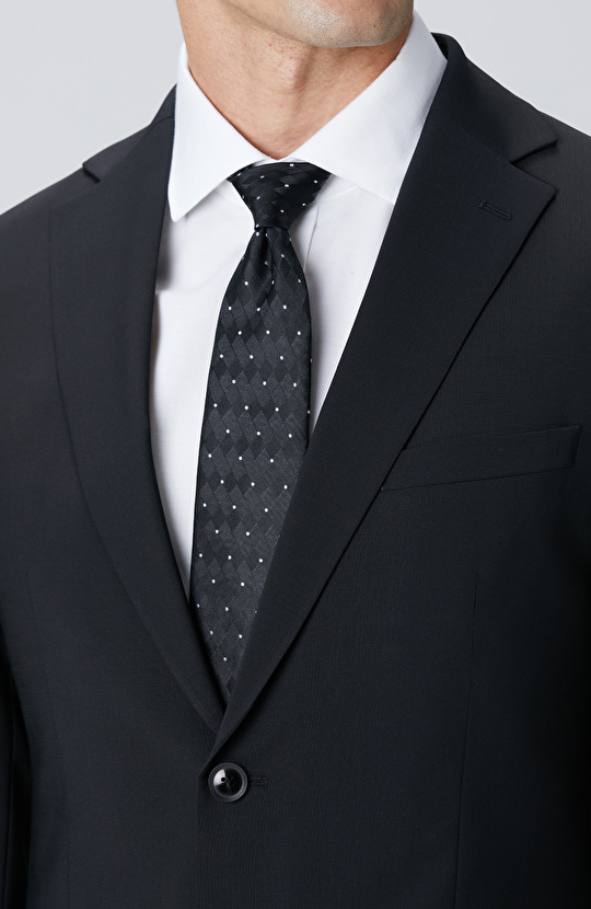 Siyah Yün Karışımlı Takım Elbise