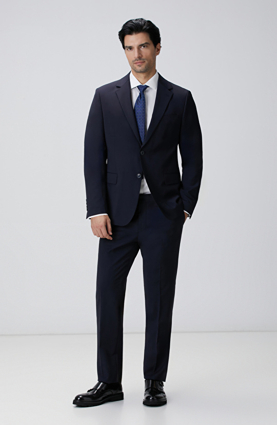 Lacivert Yün Karışımlı Takım Elbise