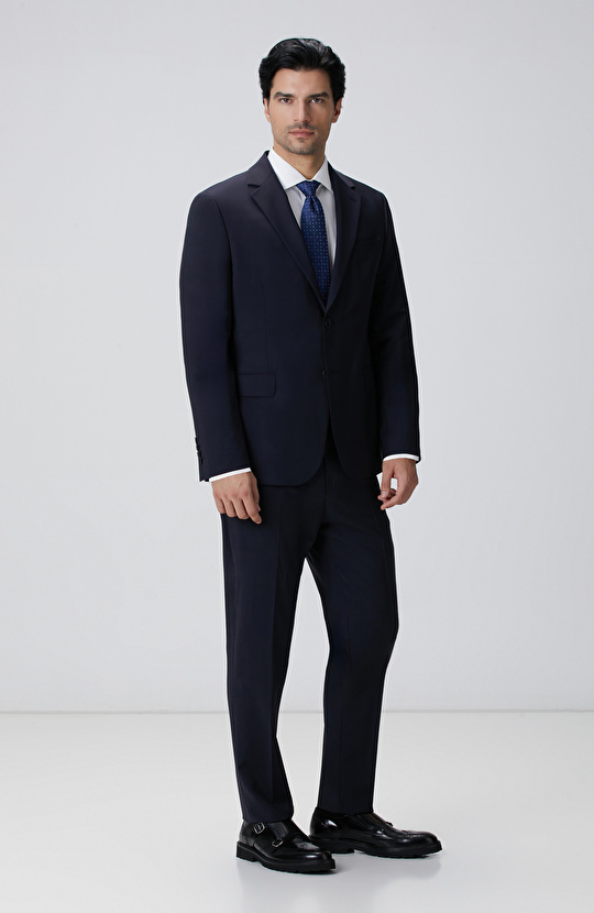 Lacivert Yün Karışımlı Takım Elbise