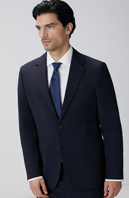 Lacivert Yün Karışımlı Takım Elbise