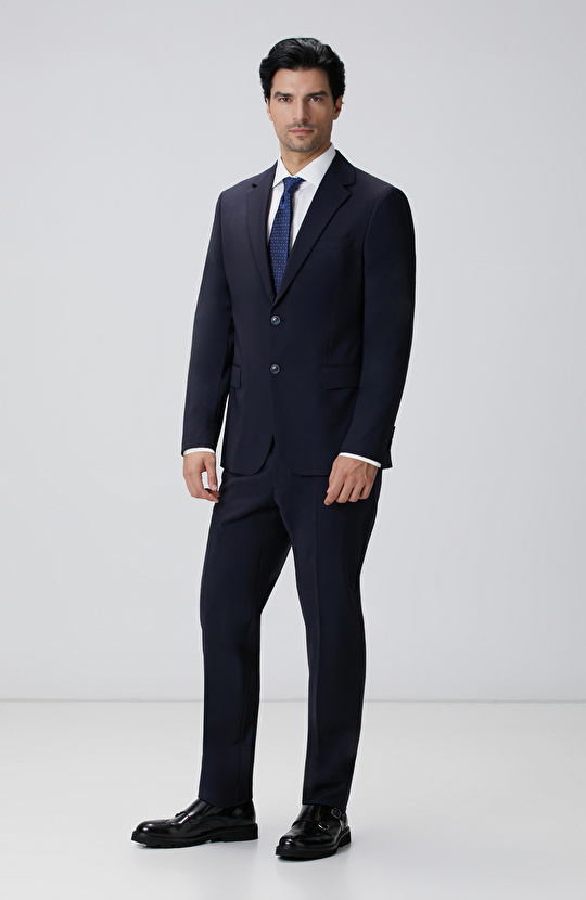 Lacivert Yün Karışımlı Takım Elbise