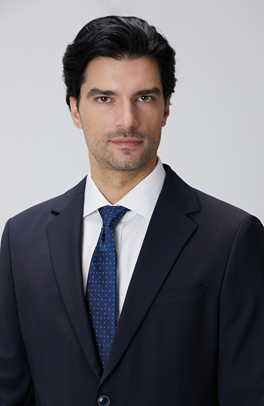 Lacivert Yün Karışımlı Takım Elbise