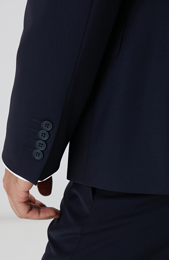 Lacivert Yün Karışımlı Takım Elbise