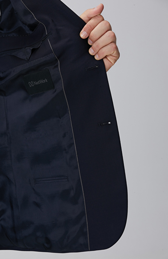 Lacivert Yün Karışımlı Takım Elbise