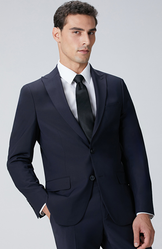 Lacivert Yün Karışımlı Takım Elbise