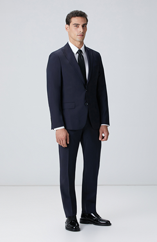 Lacivert Yün Karışımlı Takım Elbise