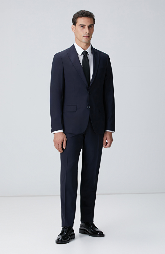 Lacivert Yün Karışımlı Takım Elbise