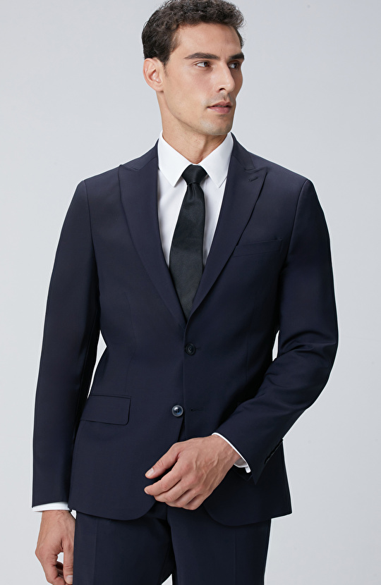 Lacivert Yün Karışımlı Takım Elbise