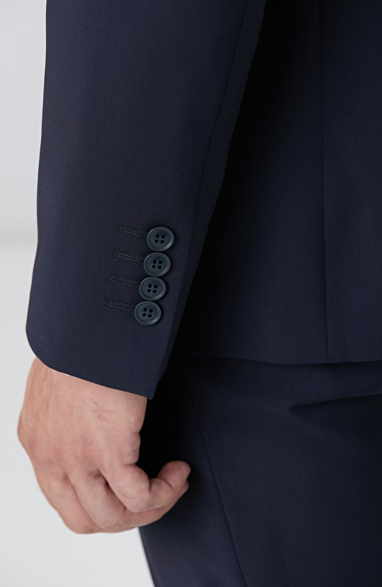 Lacivert Yün Karışımlı Takım Elbise