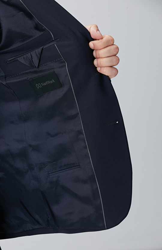 Lacivert Yün Karışımlı Takım Elbise