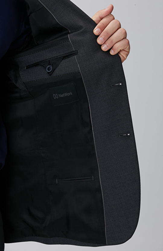 Antrasit Yün Karışımlı Takım Elbise