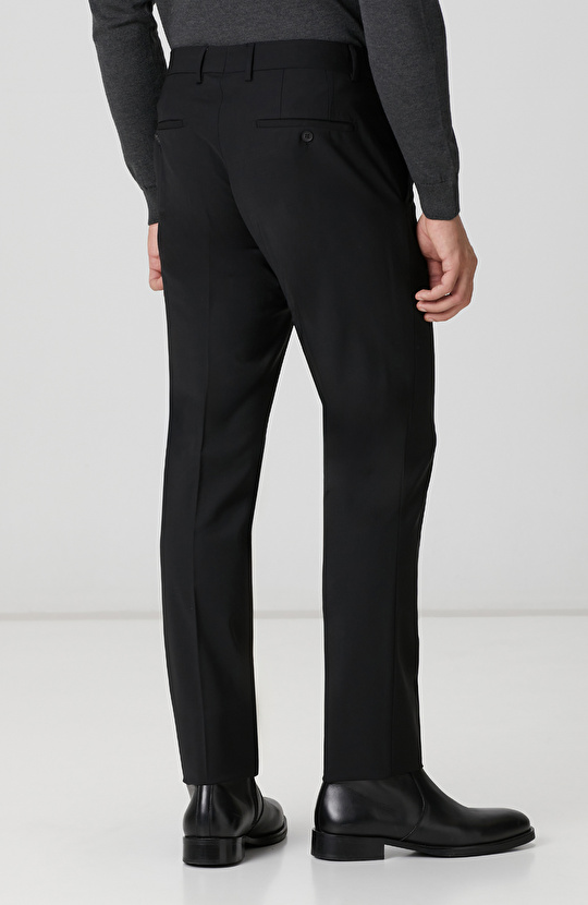 Siyah Yün Karışımlı Pantolon